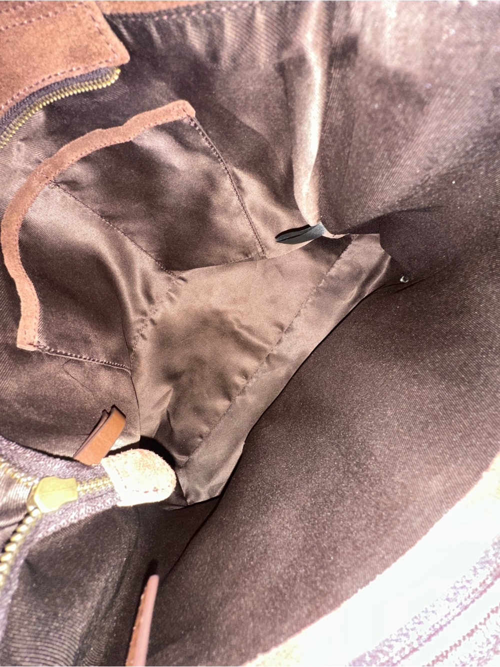 Brown Genuine Suede Tote Shoulder Bag - Picture 8 of 10